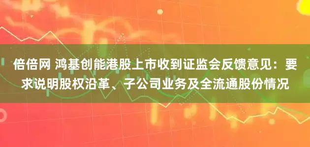 倍倍网 鸿基创能港股上市收到证监会反馈意见：要求说明股权沿革、子公司业务及全流通股份情况